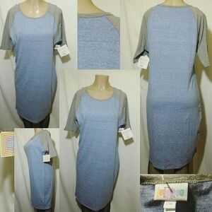 LulaRoe Julia Dress- Gray/Lt. Blue (2X)